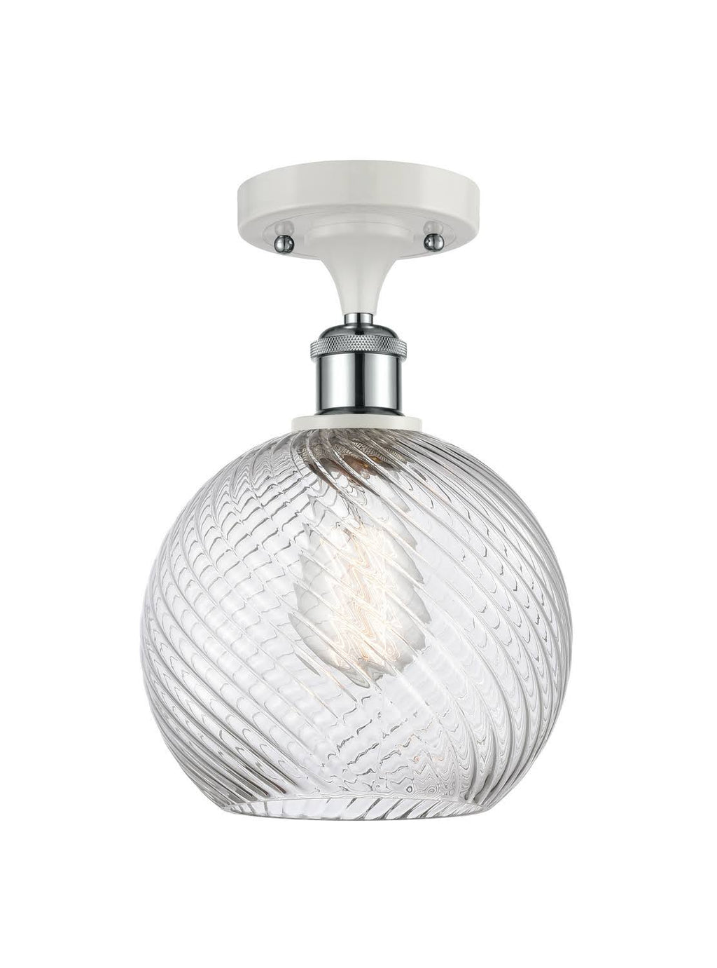 White and Polished Chrome Semi-Flush Mount Light F3838