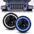 2 PCS 7 Inch Round LED Headlight High Low Beam (Green Halo) G490