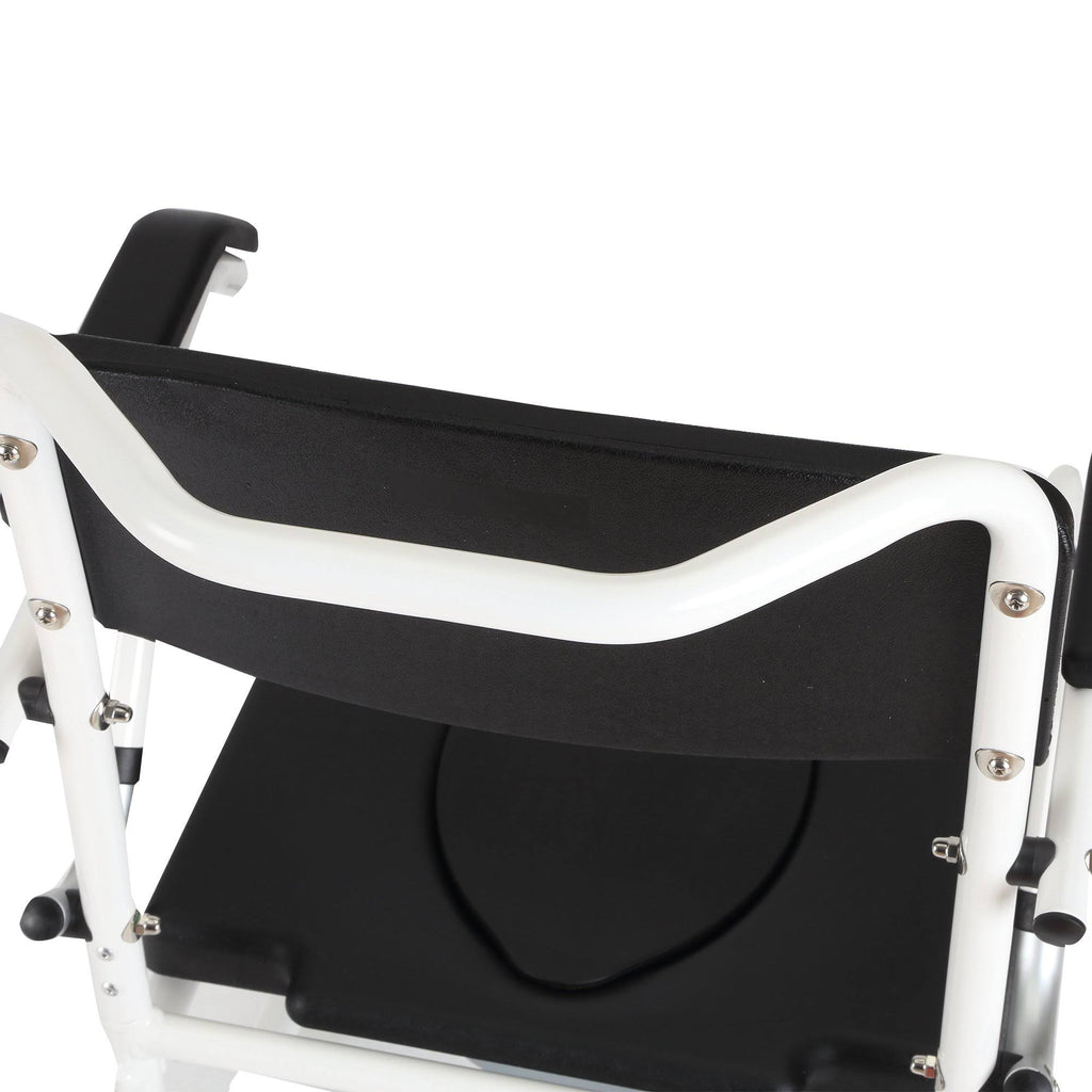 Black Commode Wheelchair with 4 Castor Wheels and Detachable Bucket D4305