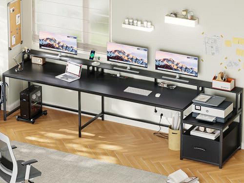 L Shaped Gaming Desk with File Drawer and Power Outlet R730