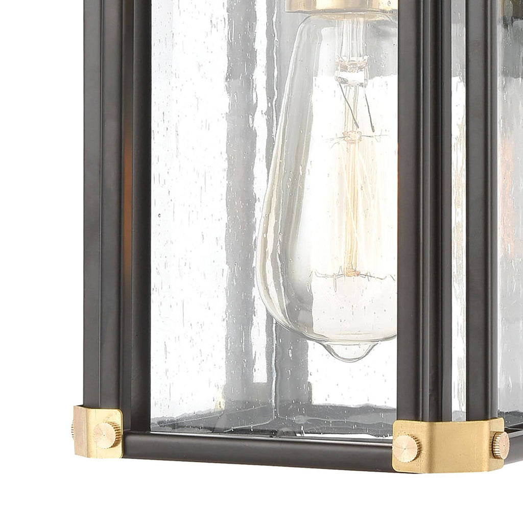 Matte Black 1-Light Sconce with Seedy Glass D108449