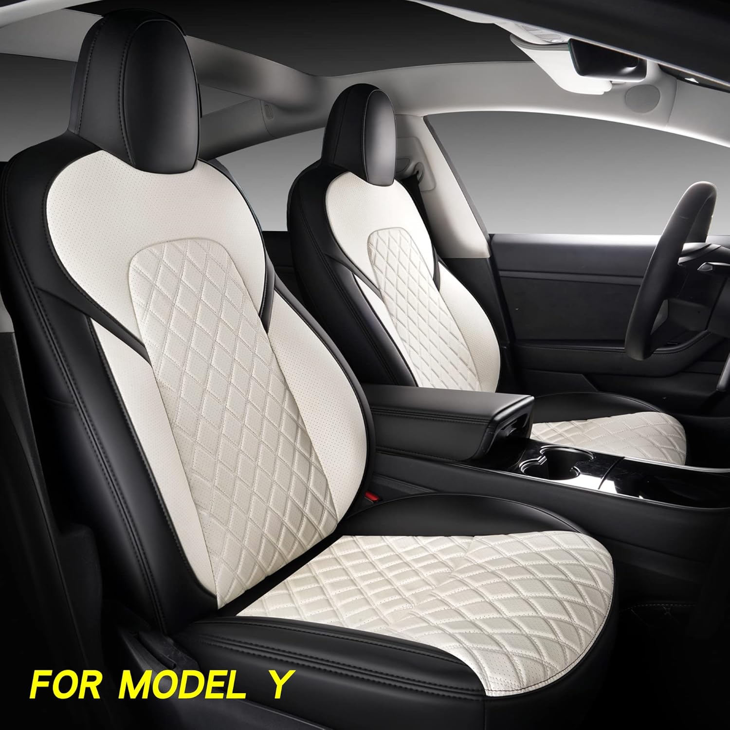 Faux Leather Custom Car Seat Covers Full Set for Tesla Model Y H25551
