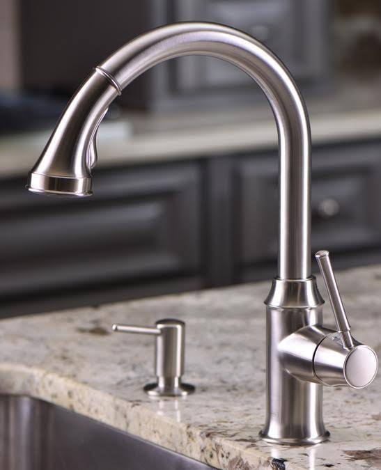 Steel Optik 2-Spray HighArc Pull-Down Kitchen Faucet M257328