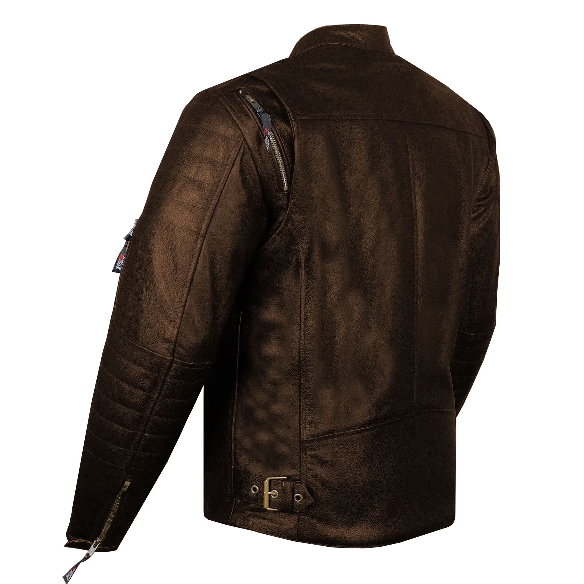 Brown Buffalo Leather Motorcycle Jacket XXL X98358