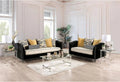 Beige & Black Microfiber Sofa and Loveseat F3410