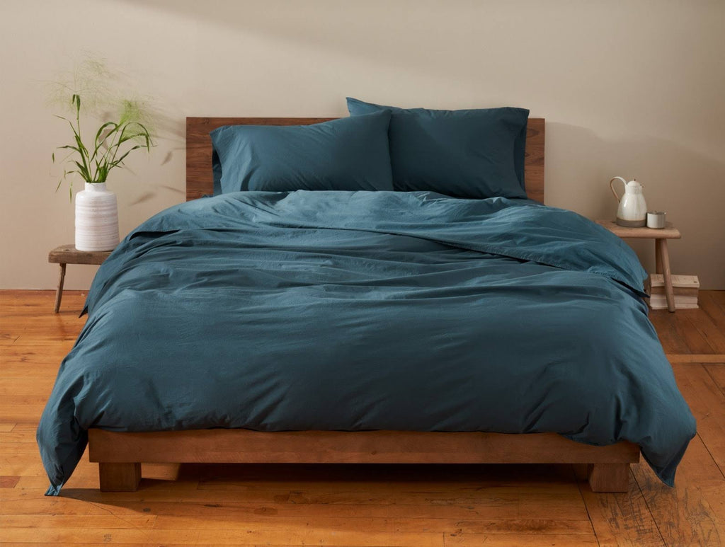 Organic Crinkled Percale Fitted Sheet Queen Pewter S45768