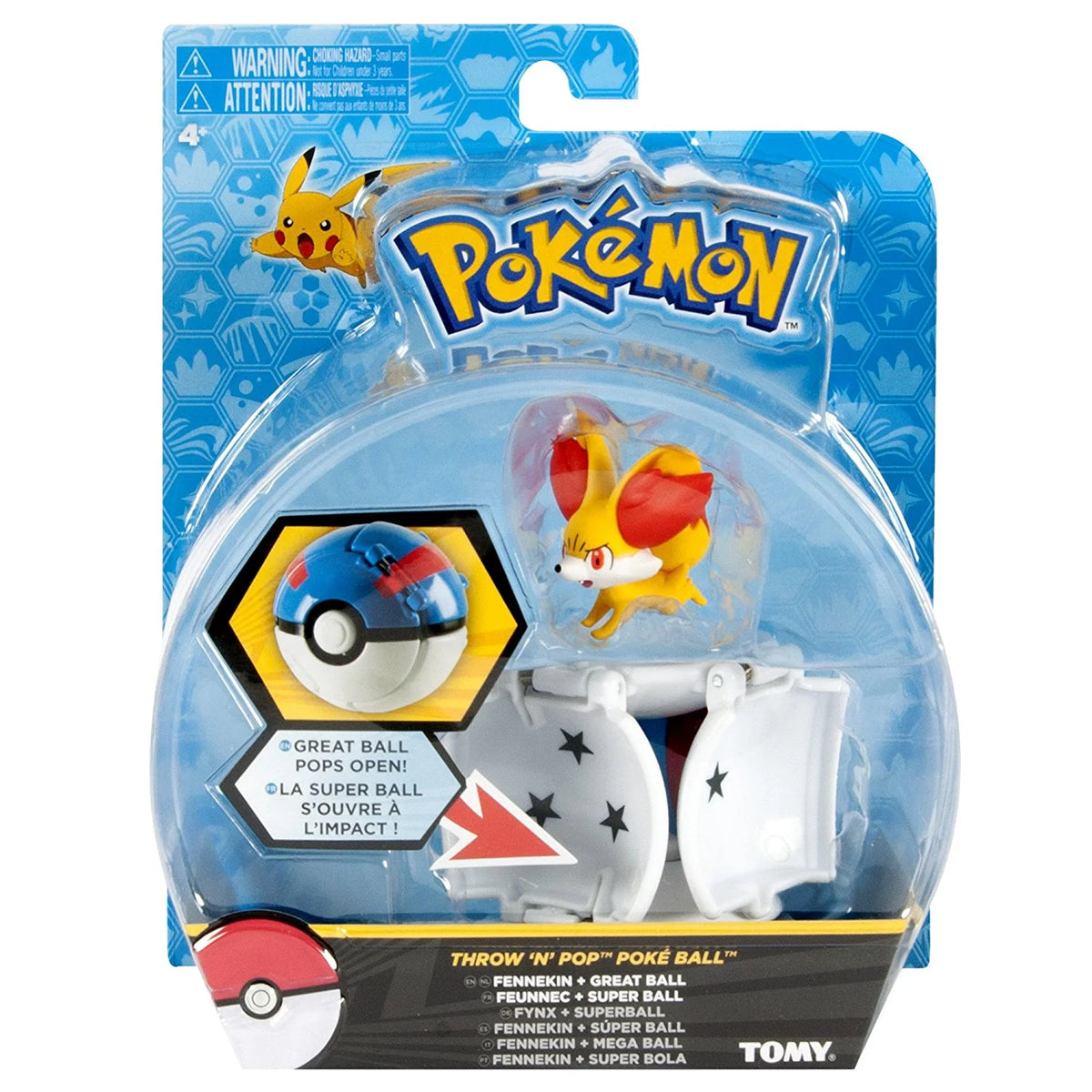 Pokemon Throw 'N' Pop Fennekin and Great Ball Figure Set Y729