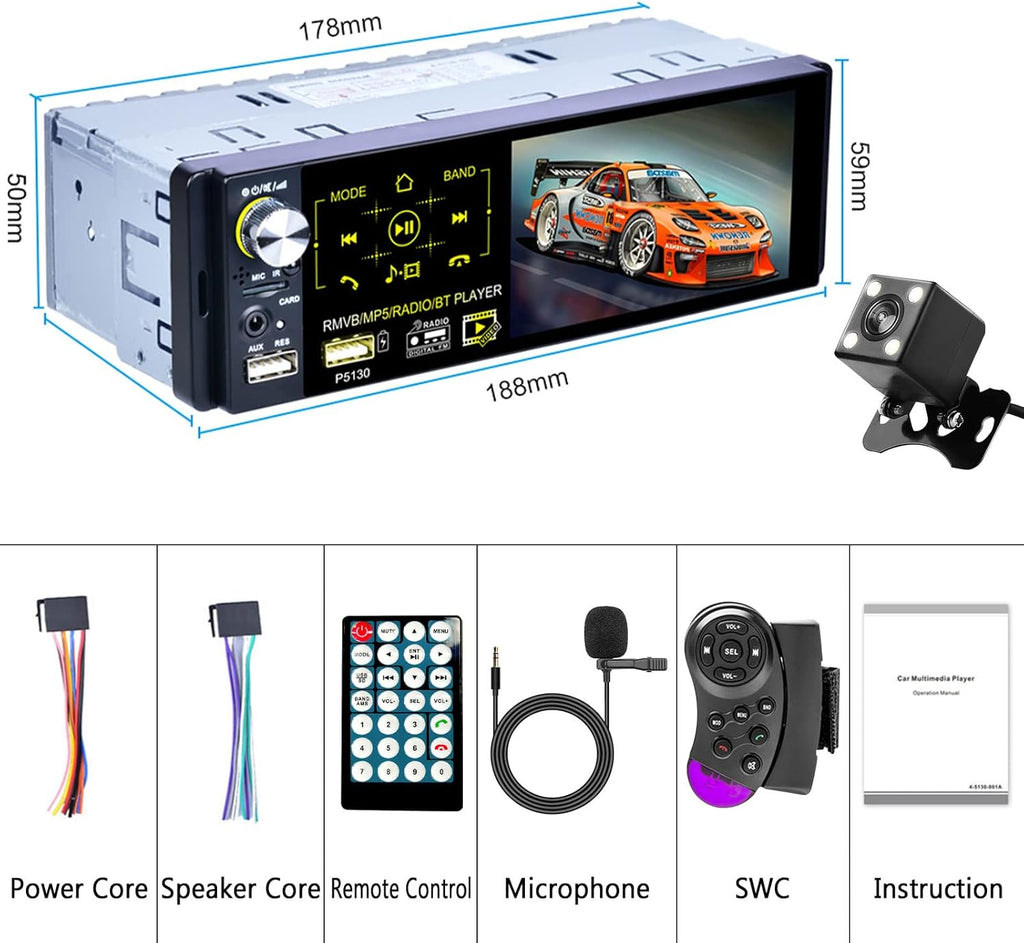 Single Din Car Stereo with Touchscreen Q390