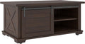Farmhouse Rectangular Coffee Table with Sliding Barn Doors, Dark Brown R27294