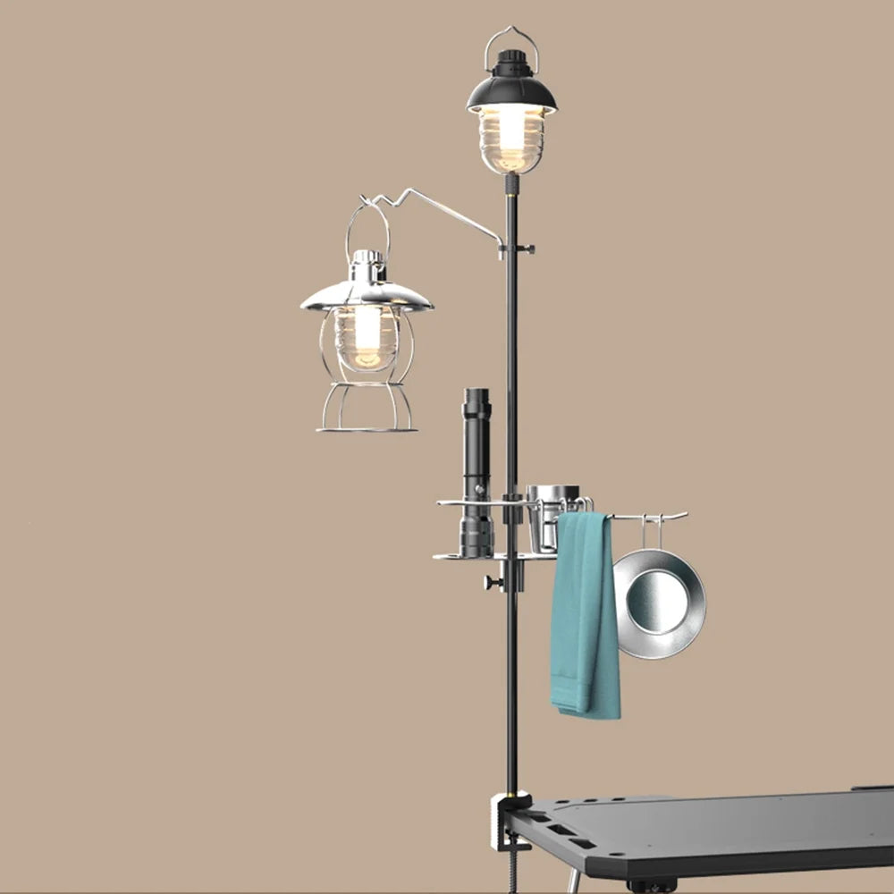 Lightweight Aluminum Alloy Camping Lamp Pole, Collapsible Adjustable Lantern Hanger F54413
