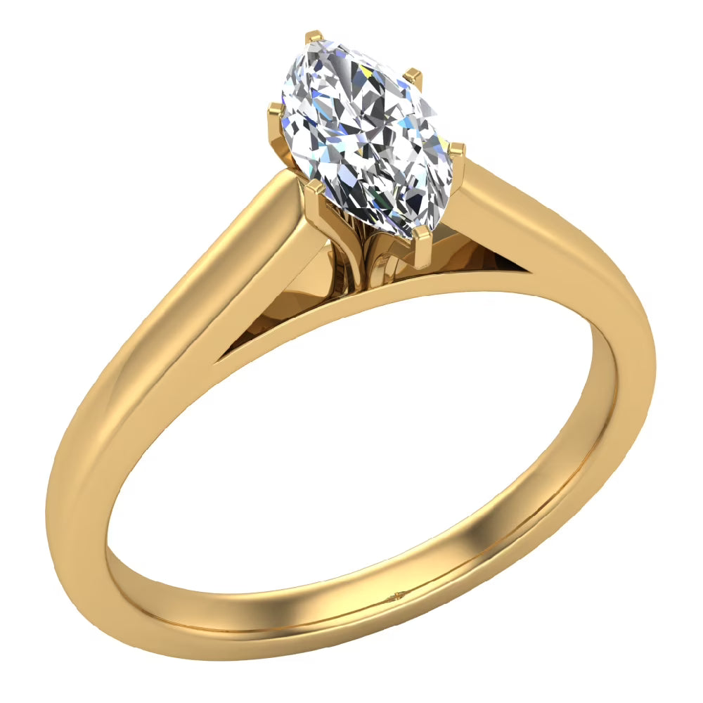 18K Gold Marquise Solitaire Engagement Ring 0.50 Carat H548125