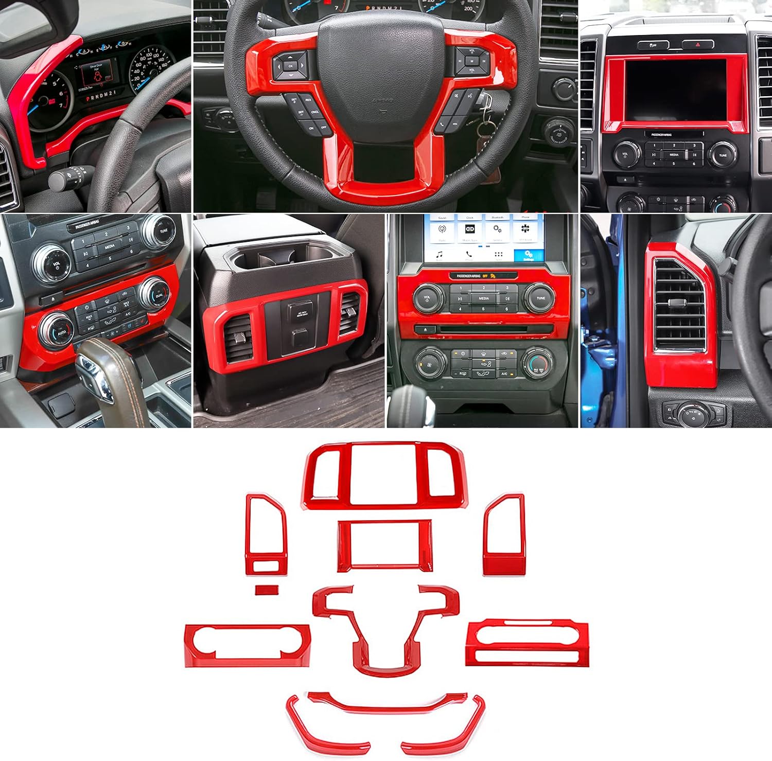 Carbon Fiber ABS Center Console Dashboard Trim Cover Kit U666
