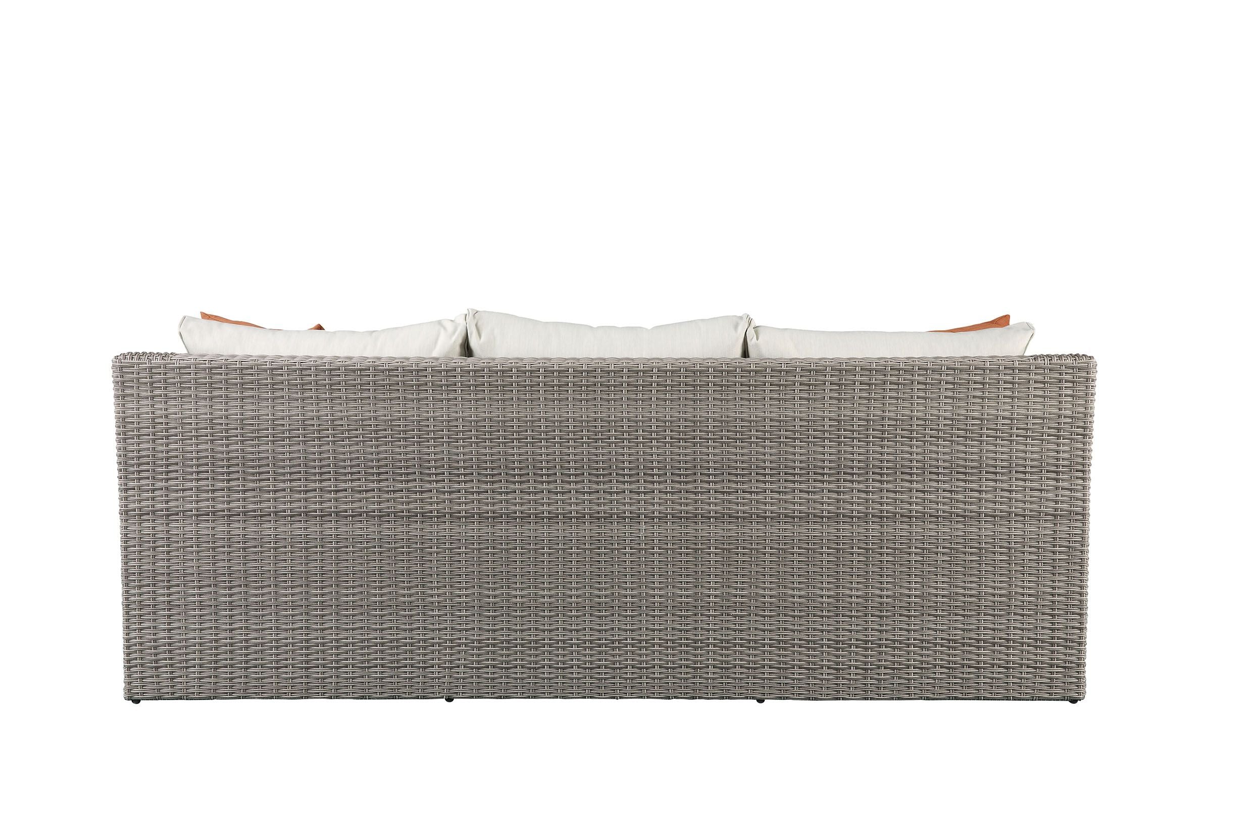 Beige Fabric Patio Sectional with 2 Ottomans and 2 Pillows Y964858