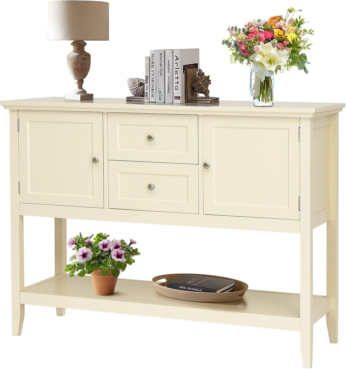 Wood Accent Sideboard Buffet Cabinet with Storage H433