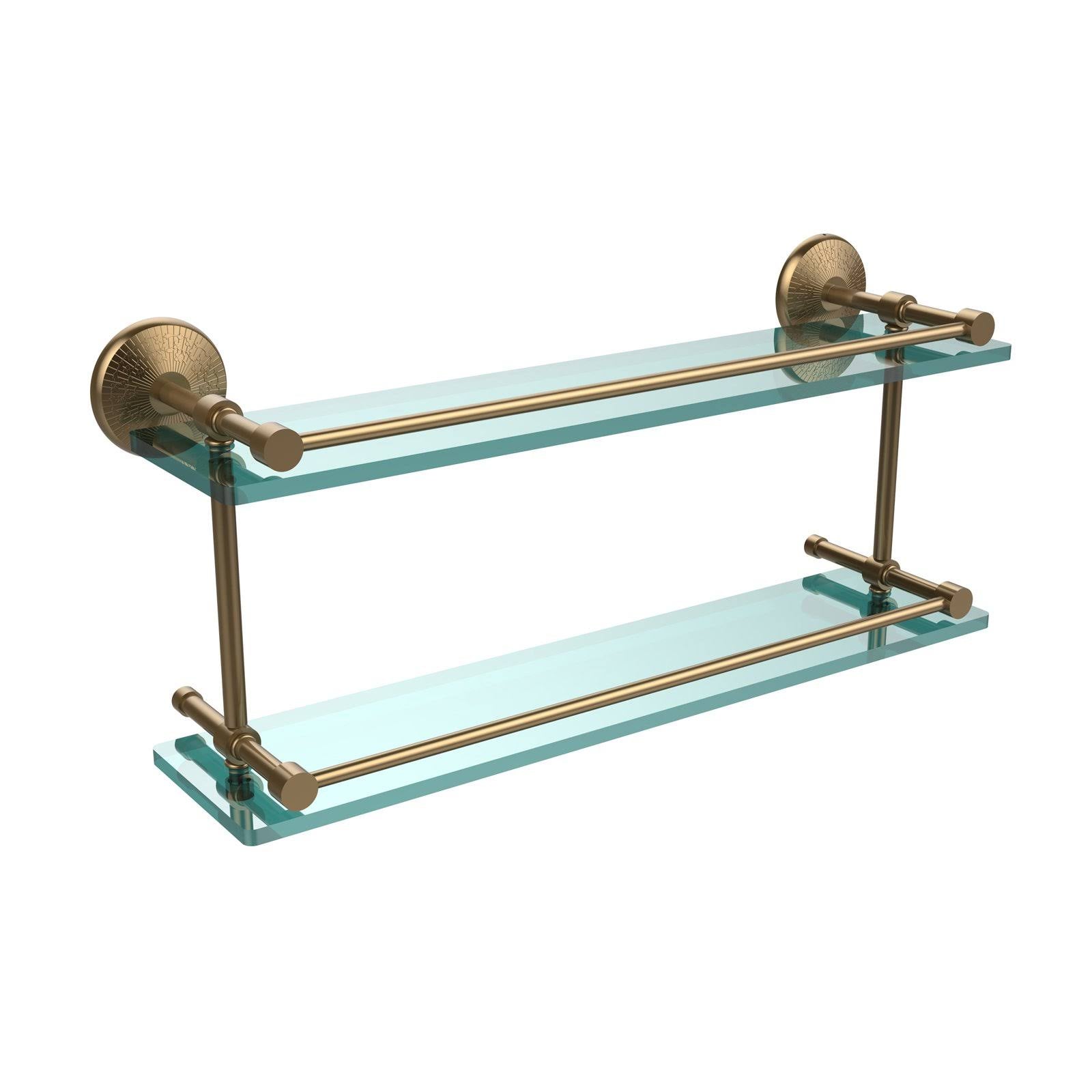 Brushed Bronze Double Glass Shelf with Gallery Rail Q537506