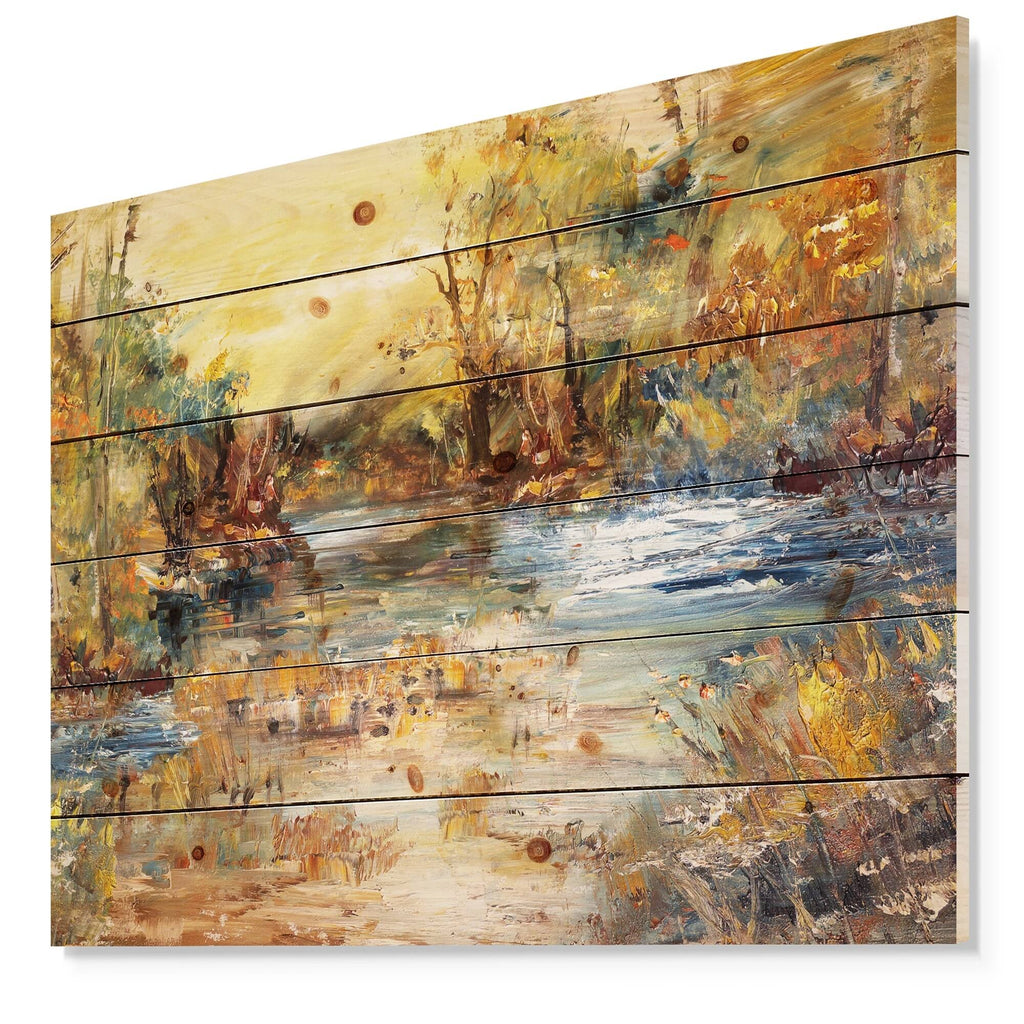 Natural Pine Wood Landscape Print - Multi-Color - 40 in. x 30 in. L16037