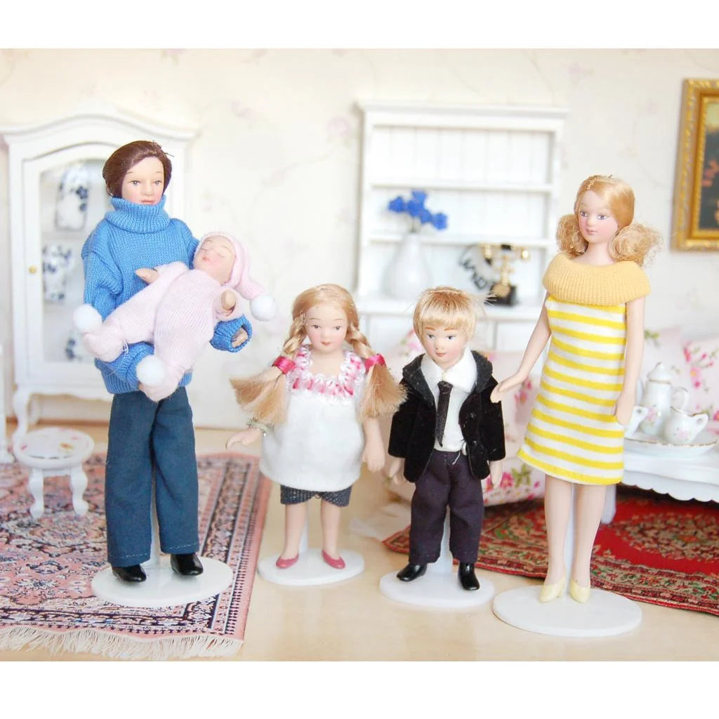 Blue Dollhouse Miniature People Figure with Display Stand J632334