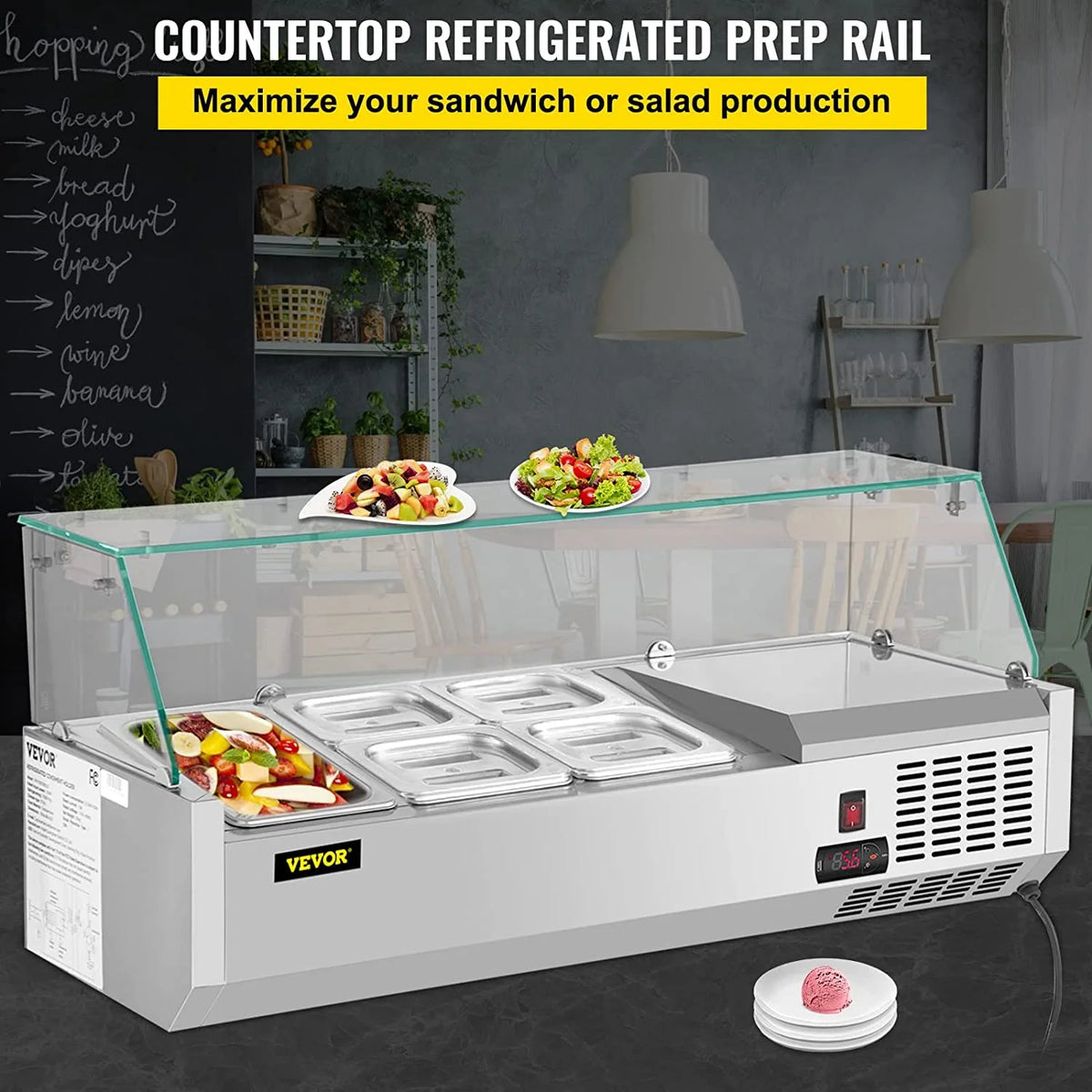 Refrigerated Condiment Prep Station Sandwich Table with Pans Y611956