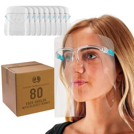 Safety Face Shields with Glasses Frames (20 Packs of 4) H4530