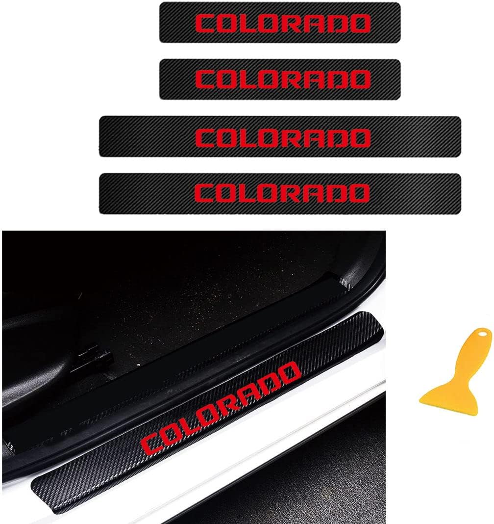 4 Pcs Door Sill Protector Carbon Fiber Leather Sticker S79803