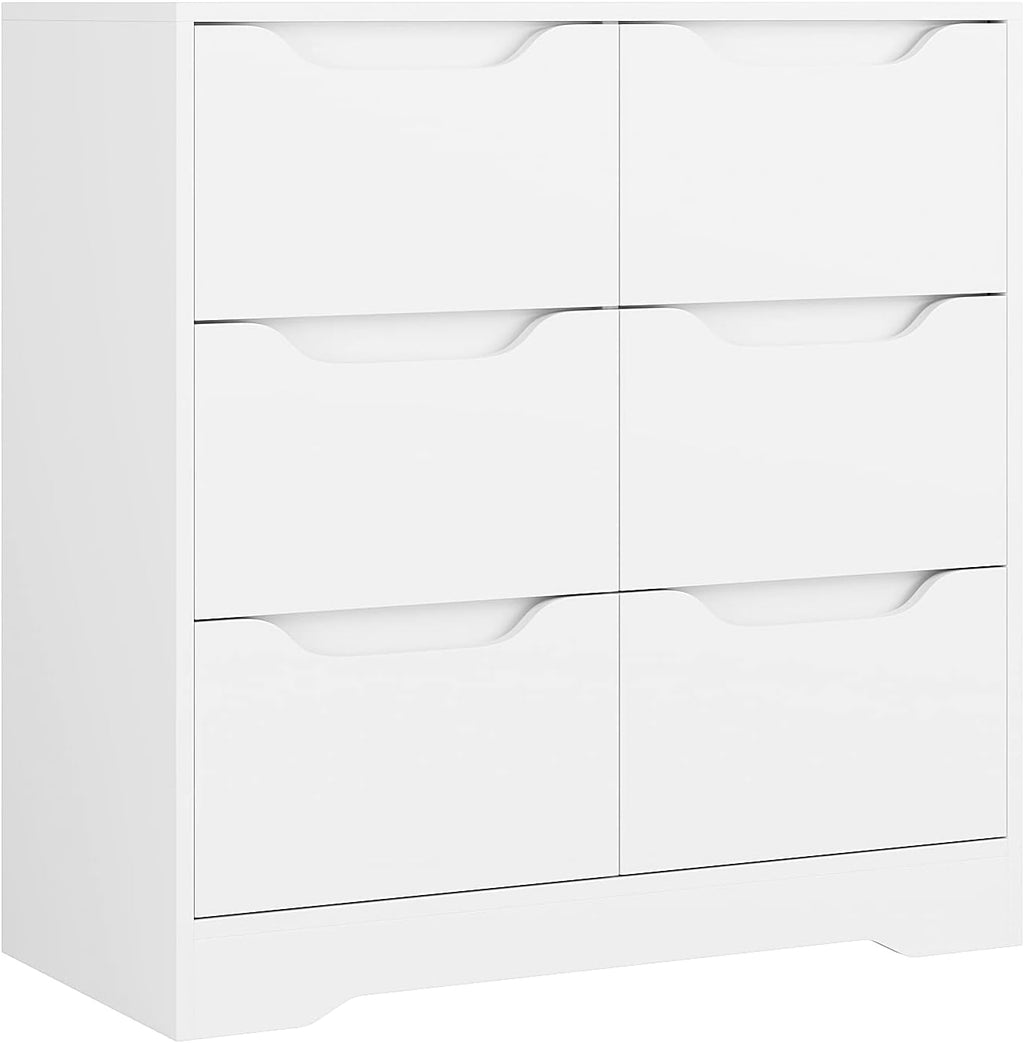 White 6 Drawer Wood Dresser U35652