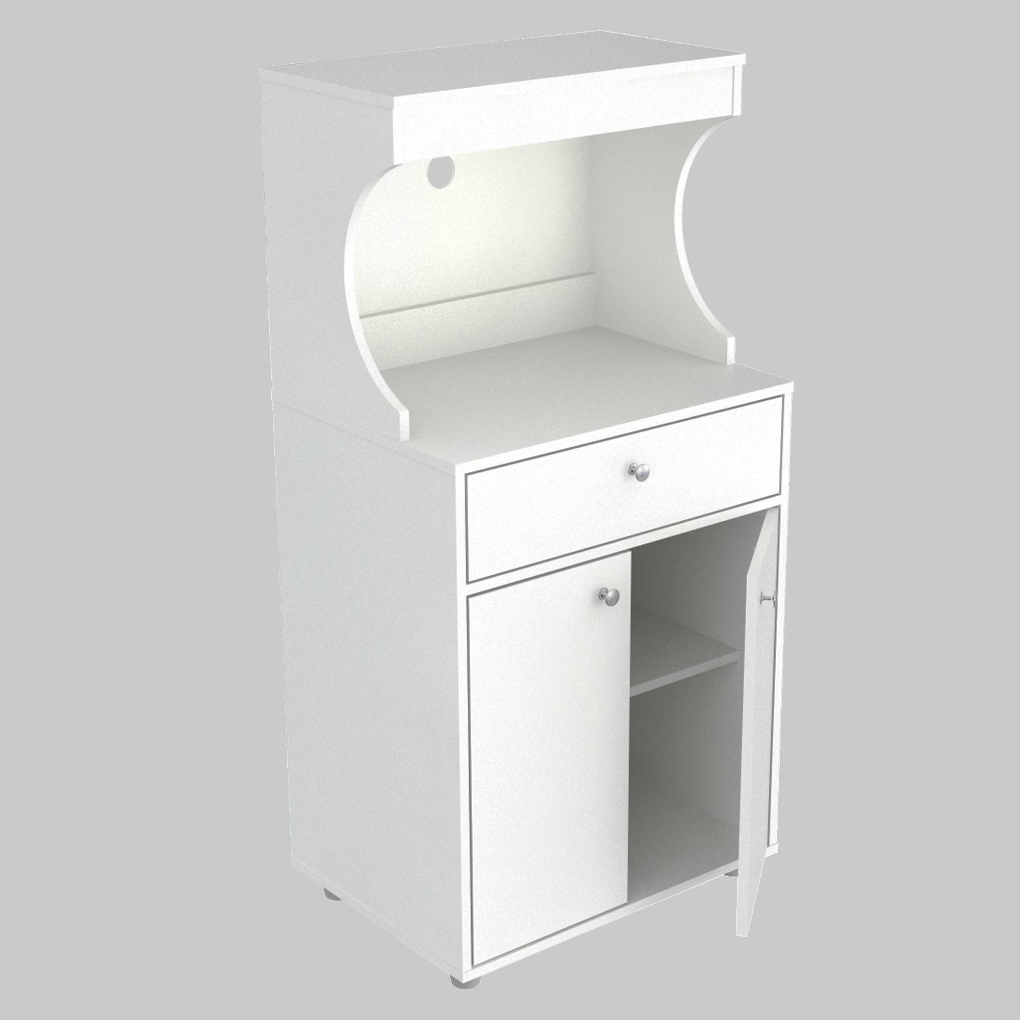 White Galley Kitchen Microwave Storage Cabinet P77908