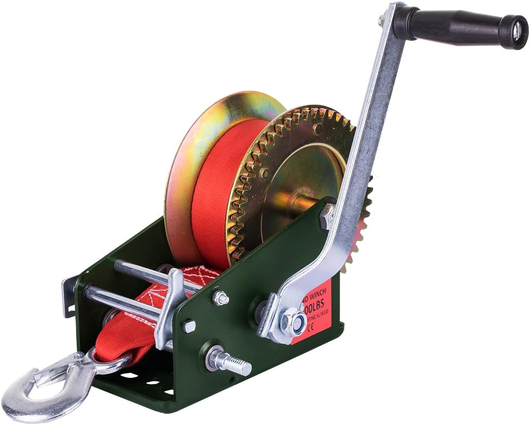 Green 3500lbs Manual Crank Towing Winch Pack of 2 K71975