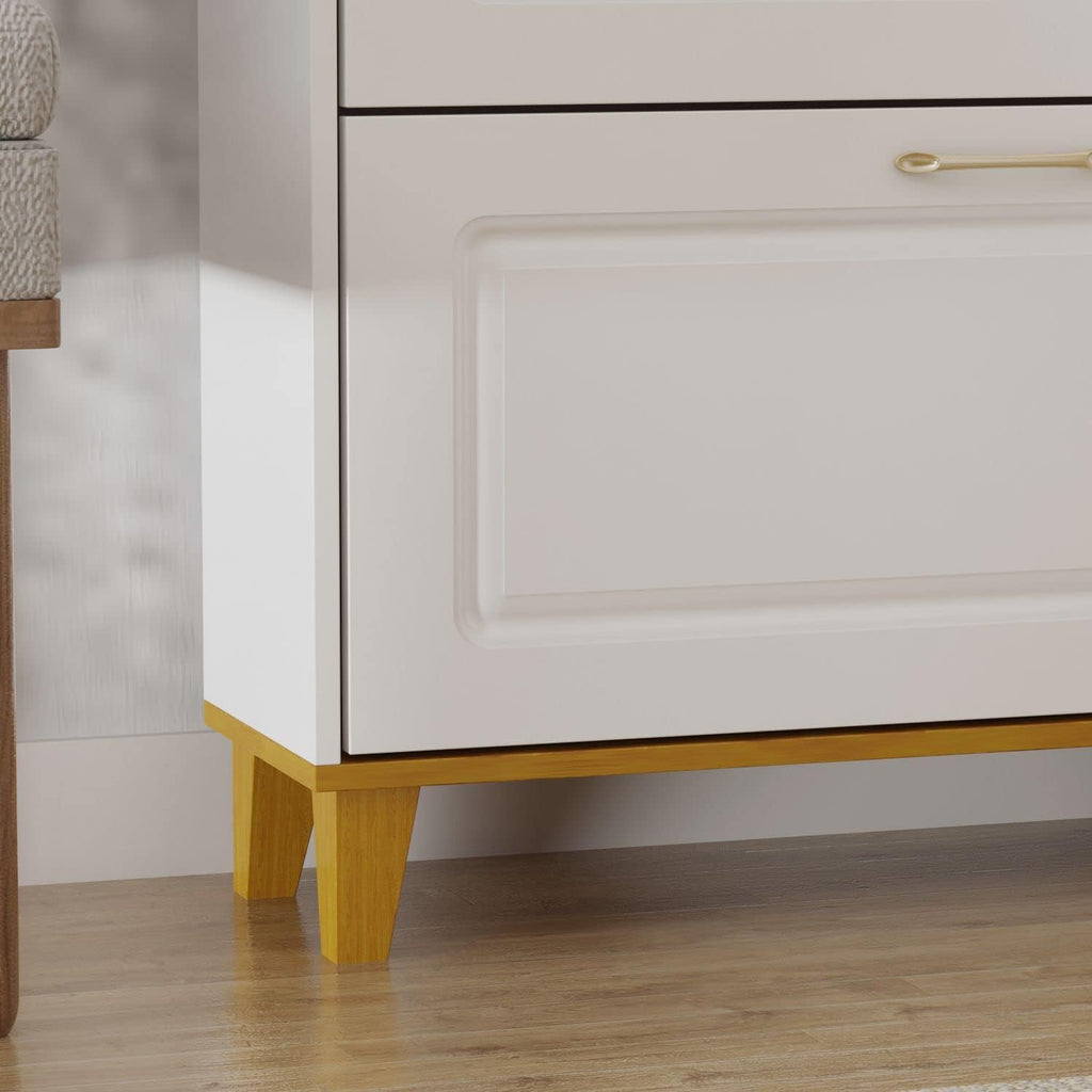 White-Walnut 3 Compartment Shoe Storage Cabinet with Locker P428910