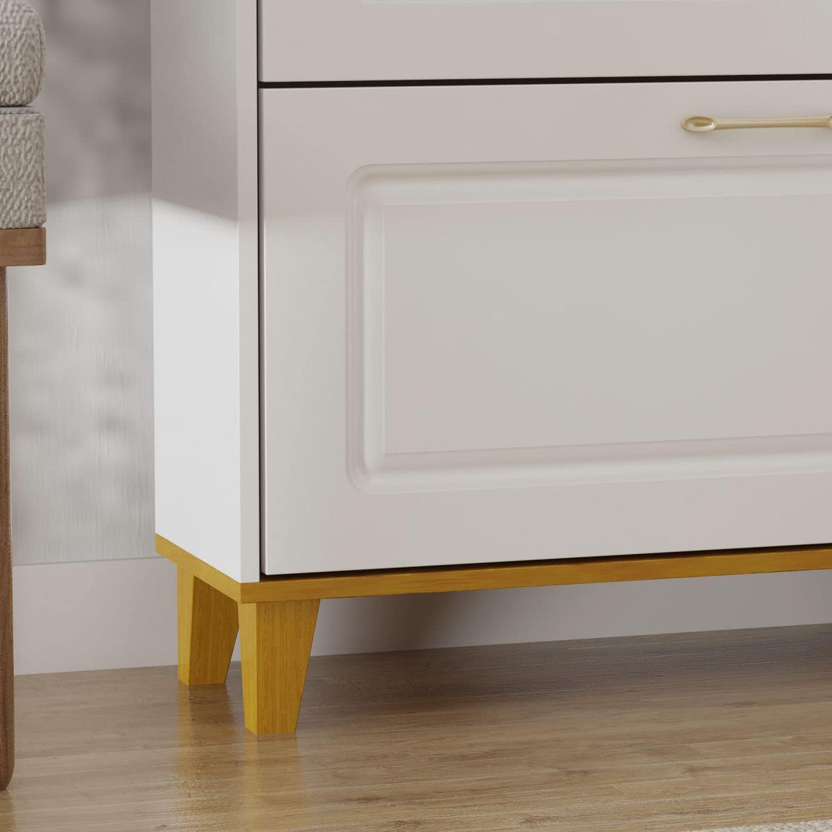 White-Walnut 3 Compartment Shoe Storage Cabinet with Locker P428910